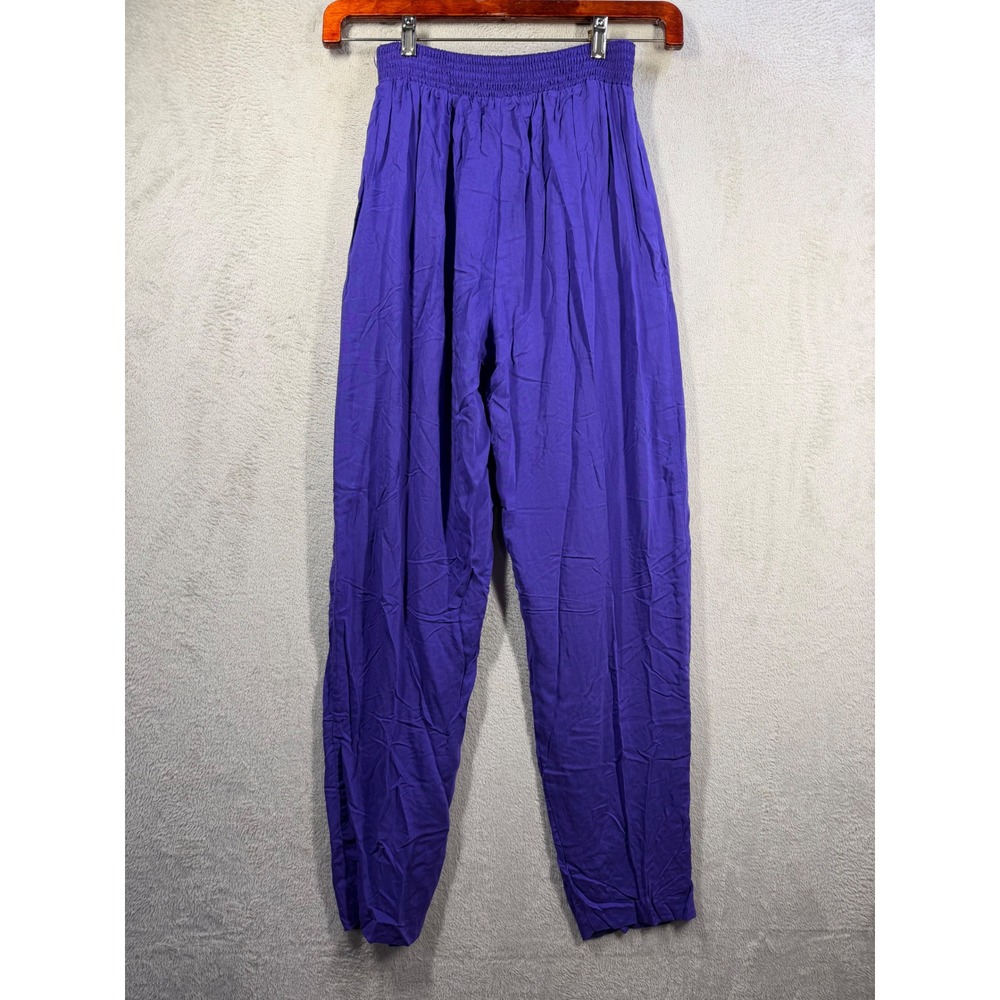 A.B. Lambdin Pants Women Large Purple Vintage Retro High Waist Rayon Trousers - Picture 2 of 8